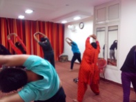 Aashish Shukla taking a yoga session